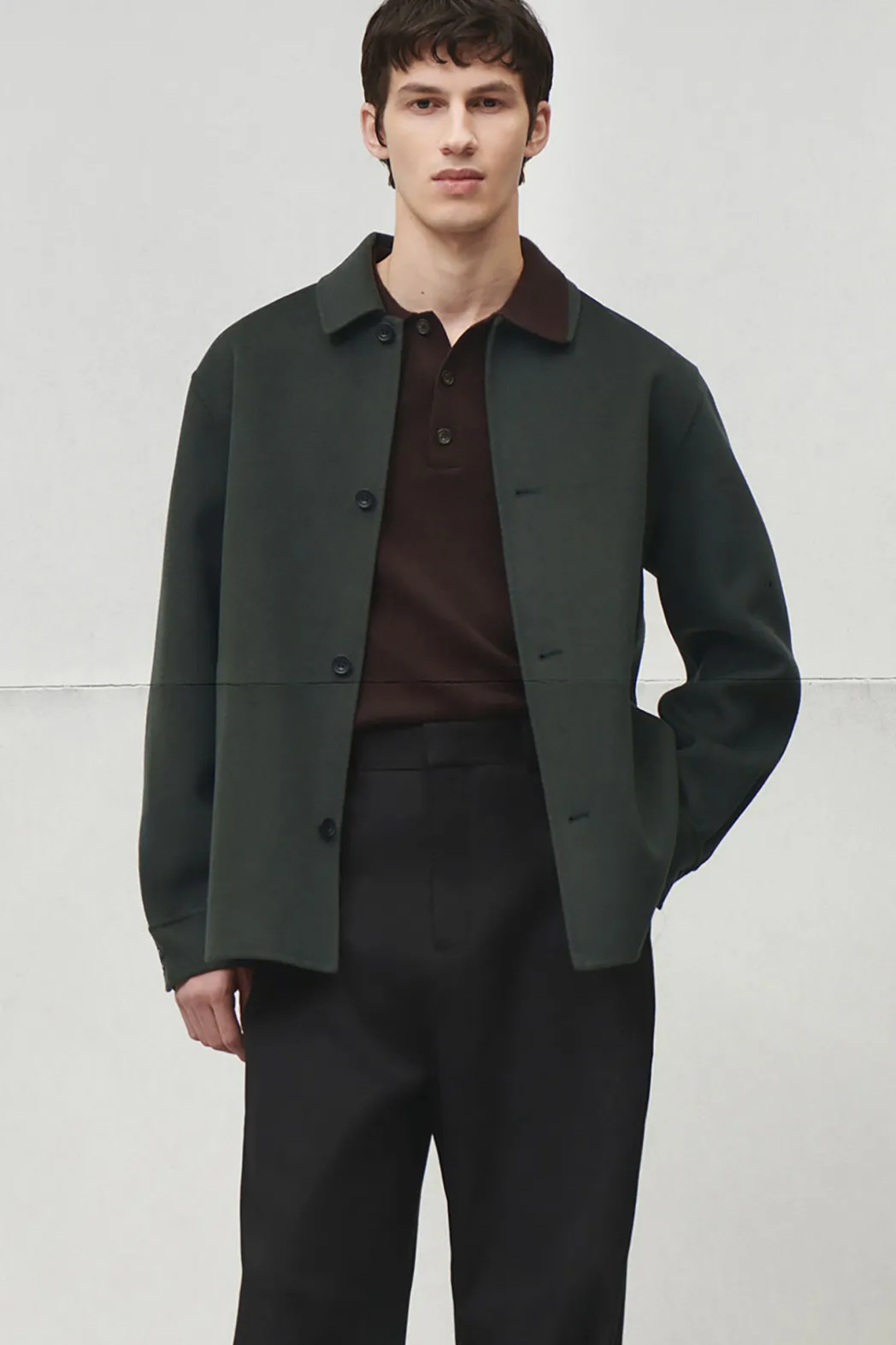 Hot COS DOUBLE-FACED WOOL OVERSHIRT DARK GREEN