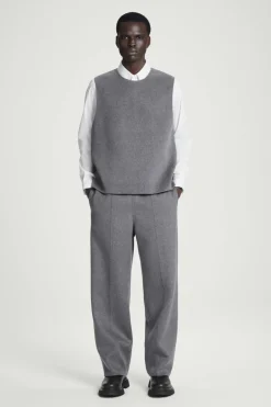 Clearance COS DOUBLE-FACED WOOL PANTS GRAY