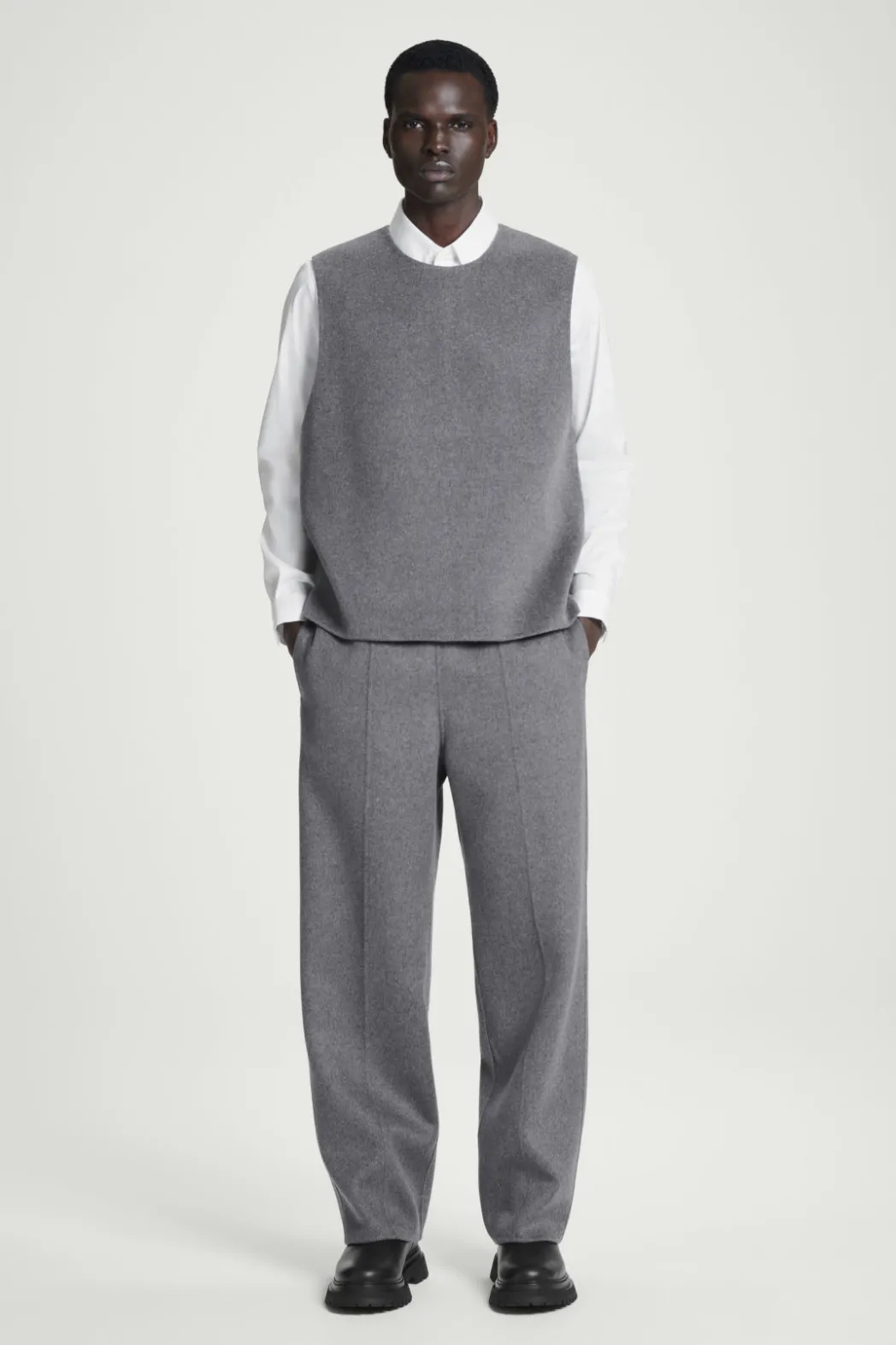 Clearance COS DOUBLE-FACED WOOL PANTS GRAY