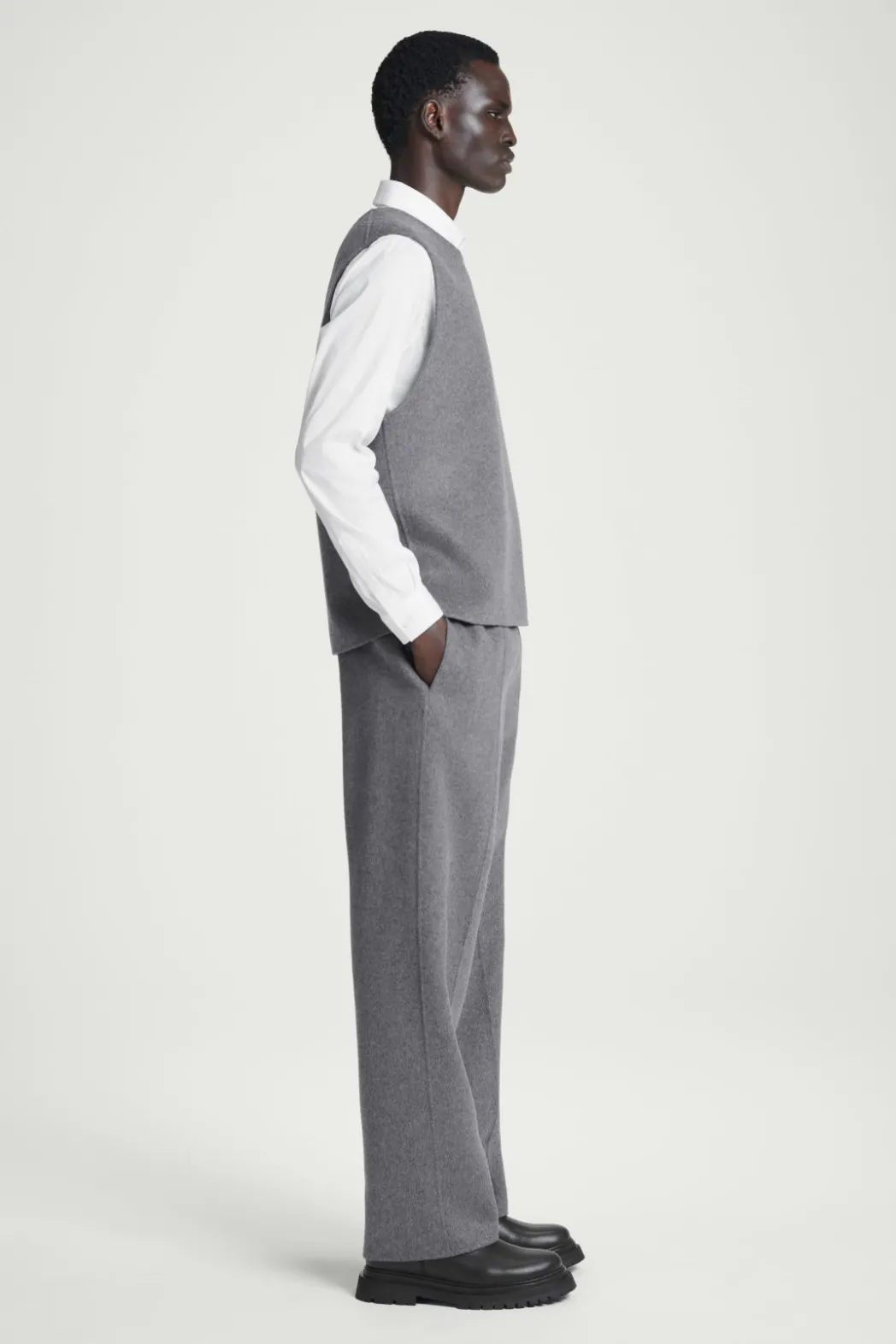 Clearance COS DOUBLE-FACED WOOL PANTS GRAY