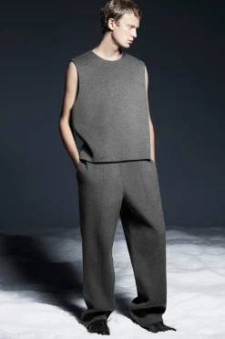 Clearance COS DOUBLE-FACED WOOL PANTS GRAY