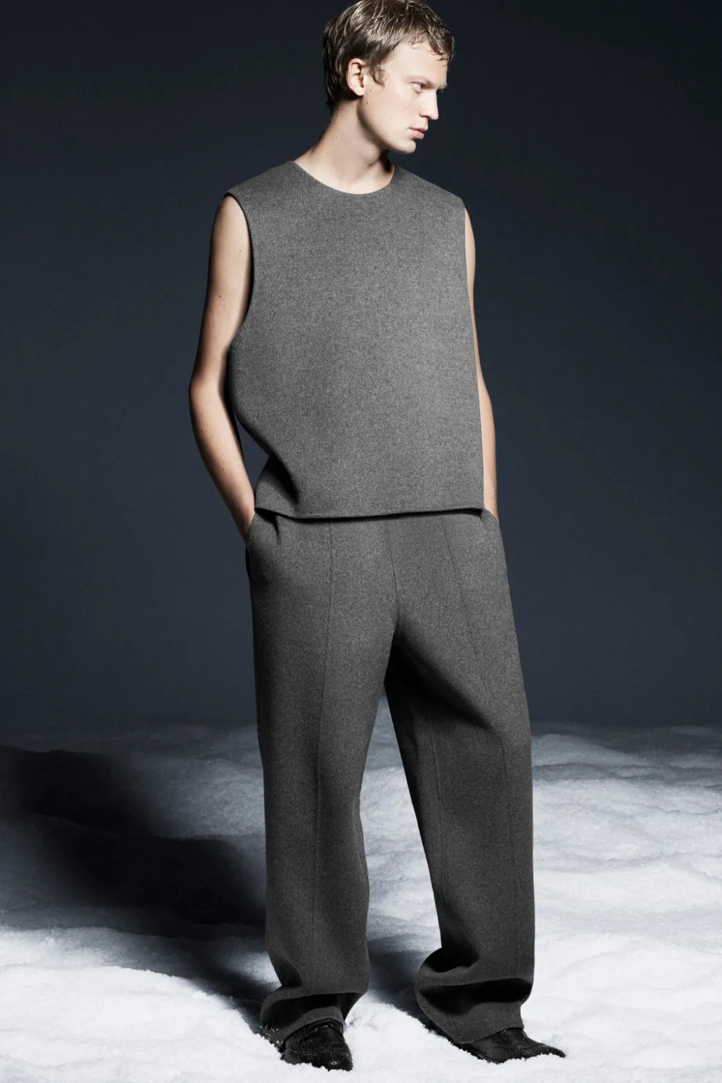 Clearance COS DOUBLE-FACED WOOL PANTS GRAY