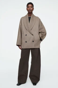 Sale COS DOUBLE-FACED WOOL PEA COAT MOLE