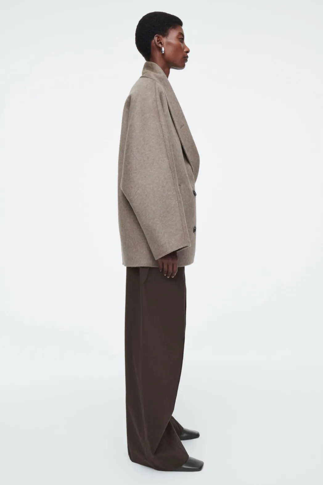 Sale COS DOUBLE-FACED WOOL PEA COAT MOLE
