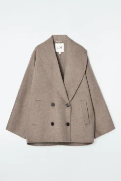 Sale COS DOUBLE-FACED WOOL PEA COAT MOLE