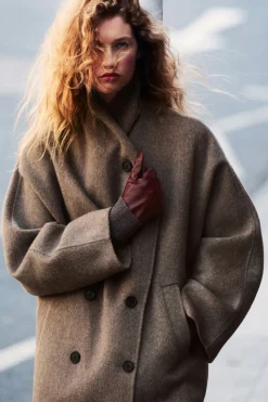 Sale COS DOUBLE-FACED WOOL PEA COAT MOLE