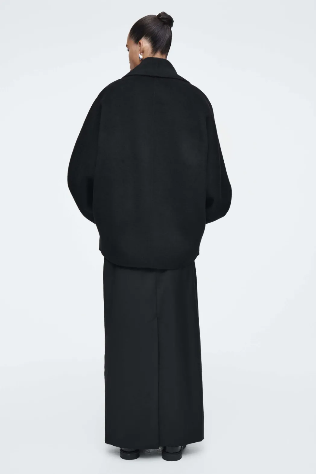 Hot COS DOUBLE-FACED WOOL PEA COAT BLACK