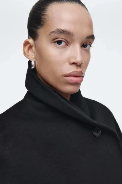 Hot COS DOUBLE-FACED WOOL PEA COAT BLACK