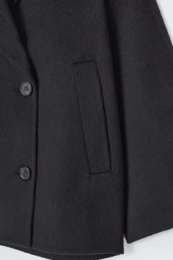 Hot COS DOUBLE-FACED WOOL PEA COAT BLACK