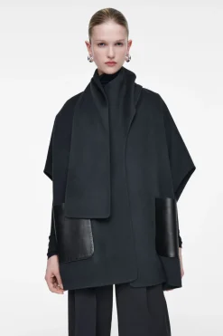 Online COS DOUBLE-FACED WOOL SCARF CAPE NAVY