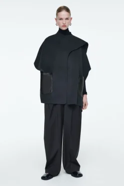 Online COS DOUBLE-FACED WOOL SCARF CAPE NAVY