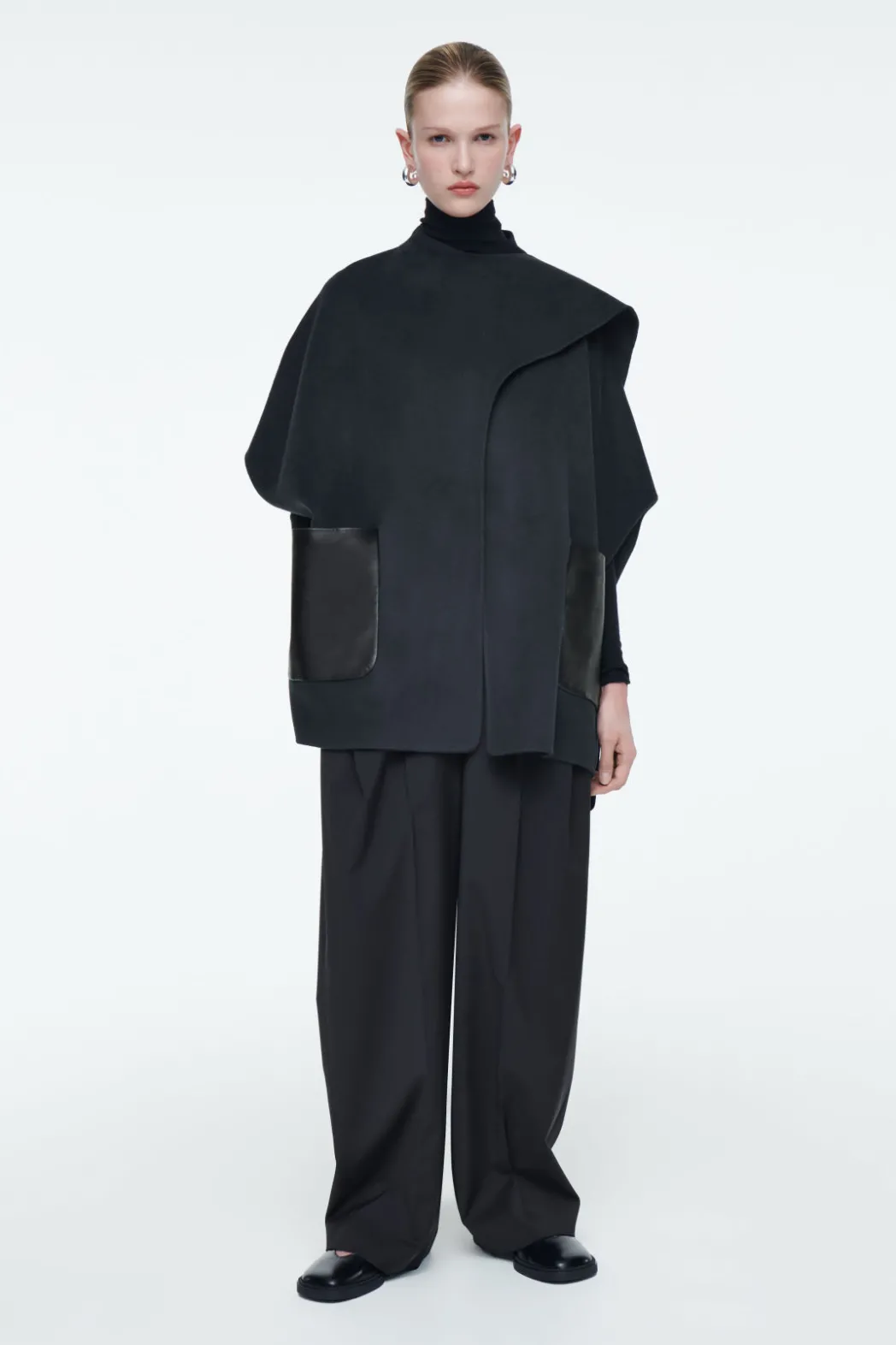 Online COS DOUBLE-FACED WOOL SCARF CAPE NAVY