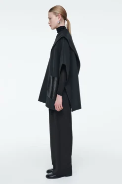 Online COS DOUBLE-FACED WOOL SCARF CAPE NAVY