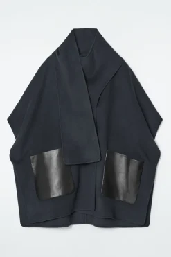 Online COS DOUBLE-FACED WOOL SCARF CAPE NAVY