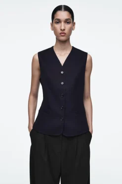 Online COS DOUBLE-FACED WOOL VEST NAVY