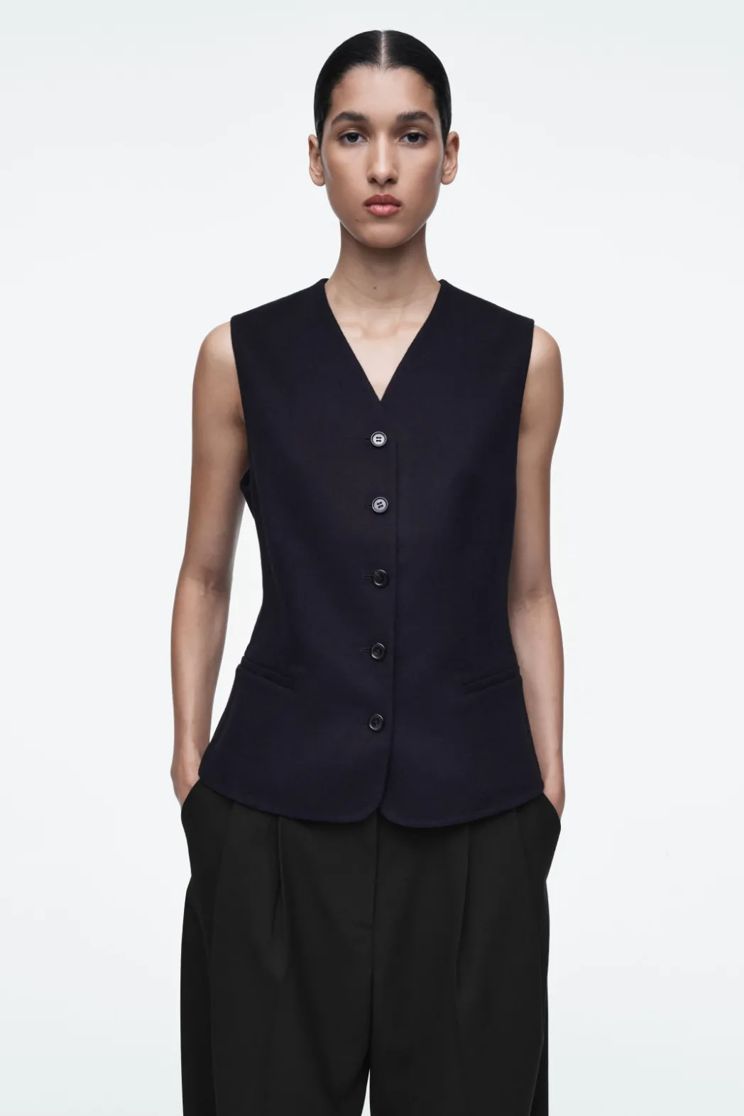 Online COS DOUBLE-FACED WOOL VEST NAVY