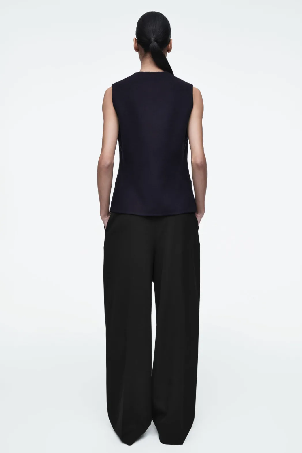 Online COS DOUBLE-FACED WOOL VEST NAVY