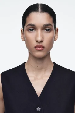 Online COS DOUBLE-FACED WOOL VEST NAVY