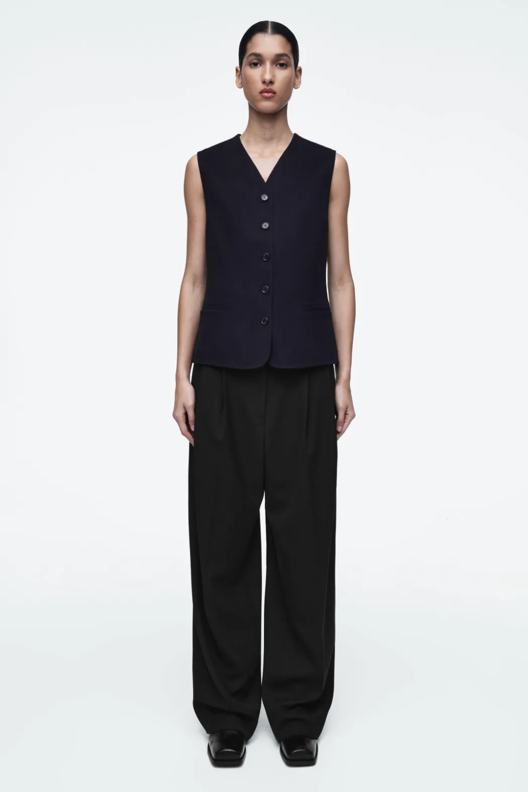 Online COS DOUBLE-FACED WOOL VEST NAVY