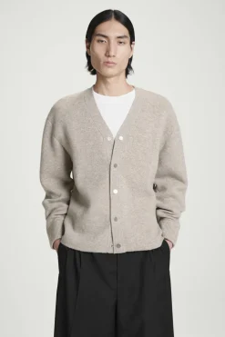 Sale COS DOUBLE-FACED WOOL V-NECK CARDIGAN MOLE