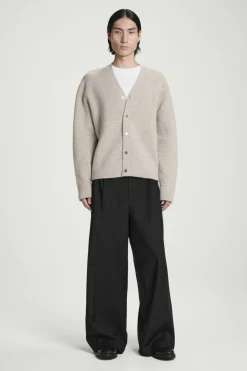 Sale COS DOUBLE-FACED WOOL V-NECK CARDIGAN MOLE