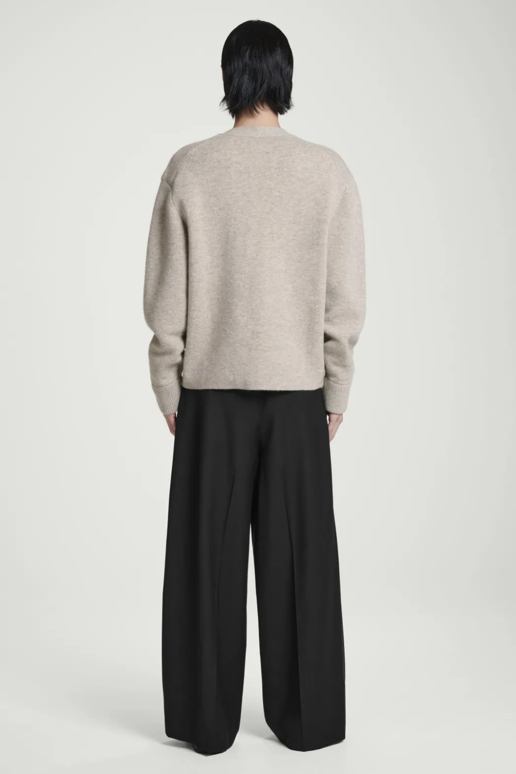 Sale COS DOUBLE-FACED WOOL V-NECK CARDIGAN MOLE