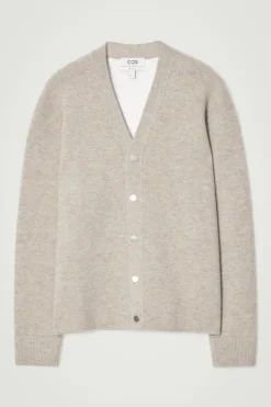 Sale COS DOUBLE-FACED WOOL V-NECK CARDIGAN MOLE
