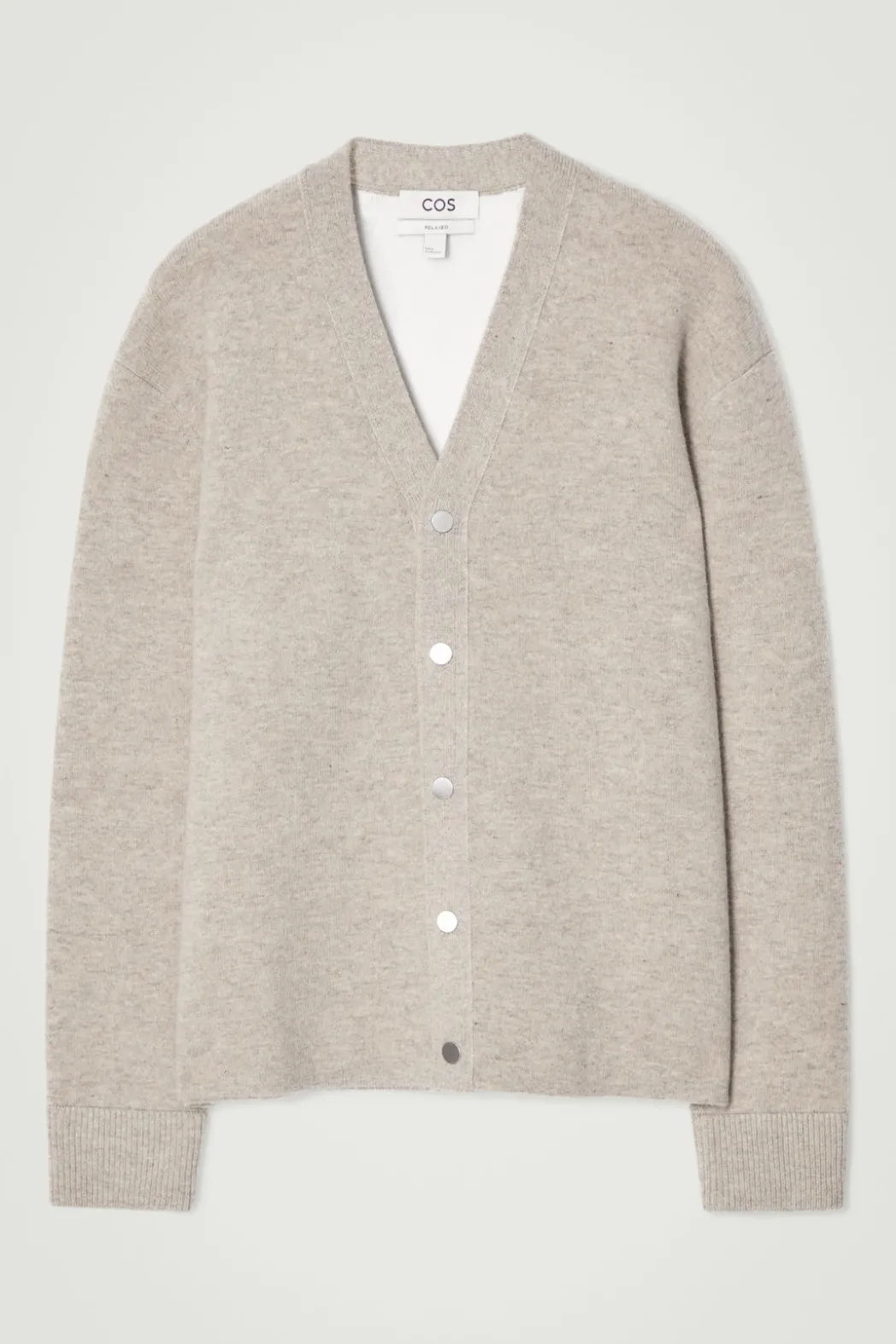 Sale COS DOUBLE-FACED WOOL V-NECK CARDIGAN MOLE