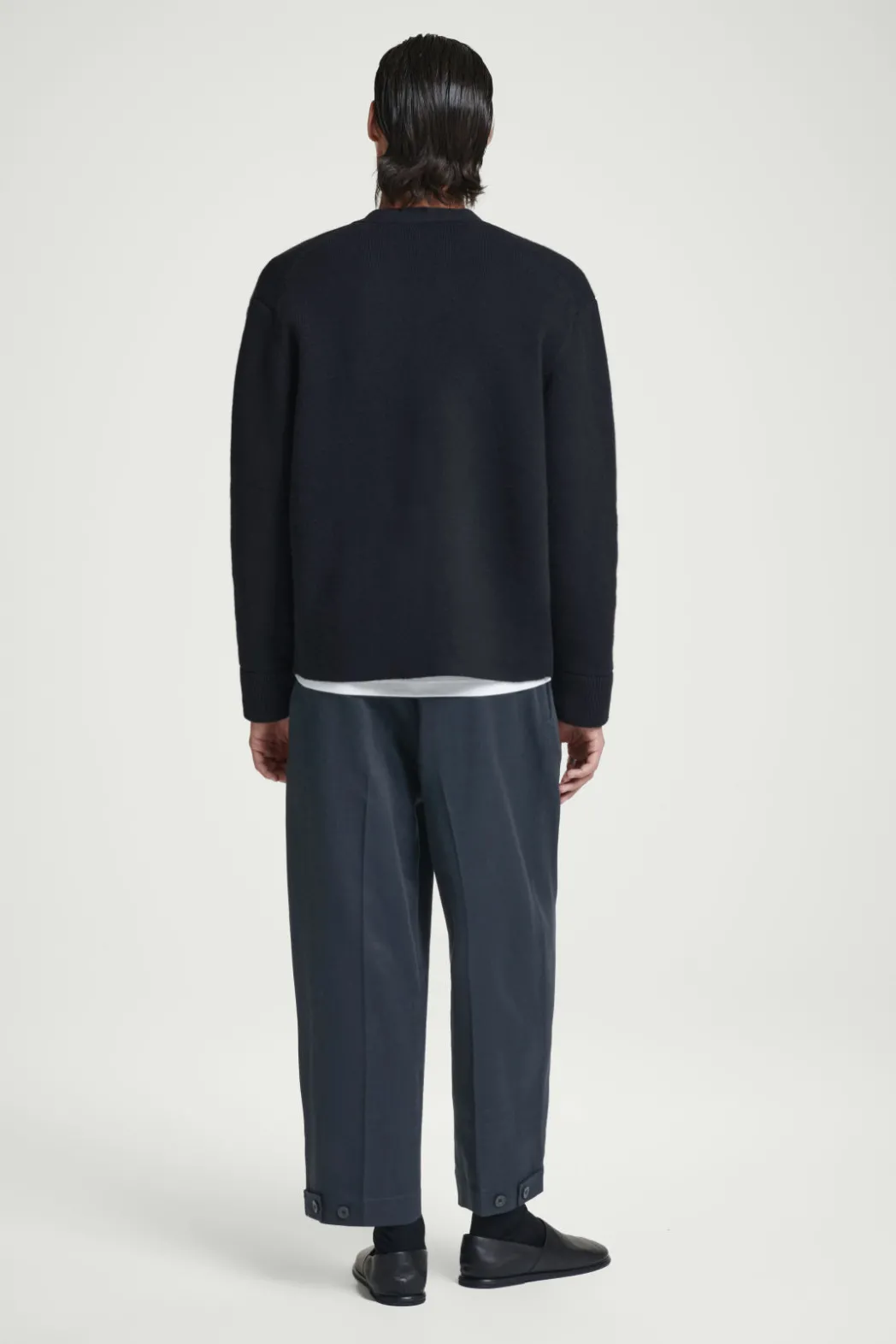 Sale COS DOUBLE-FACED WOOL V-NECK CARDIGAN NAVY