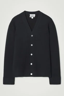Sale COS DOUBLE-FACED WOOL V-NECK CARDIGAN NAVY