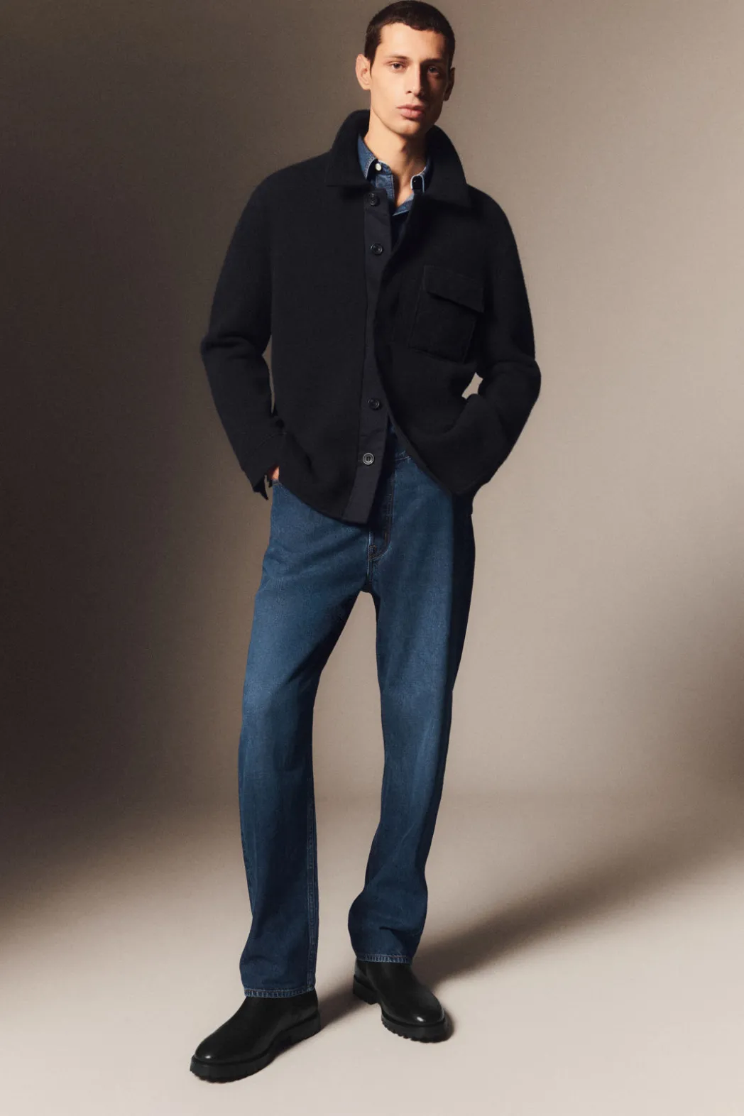 Sale COS DOUBLE-FACED WOOL V-NECK CARDIGAN NAVY