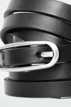COS DOUBLE-WRAP LEATHER BELT BLACK