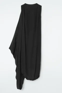 Clearance COS DRAPED BALLOON MIDI DRESS BLACK