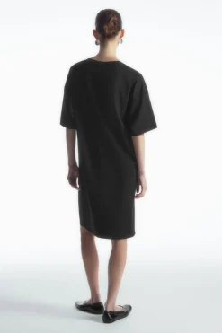 Outlet COS DRAPED MINI T-SHIRT DRESS BLACK