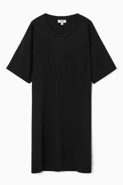 Outlet COS DRAPED MINI T-SHIRT DRESS BLACK