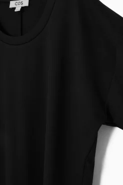 Outlet COS DRAPED MINI T-SHIRT DRESS BLACK