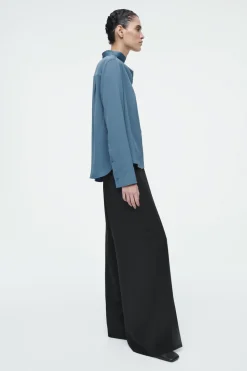 Sale COS DRAPED SCARF-DETAIL BLOUSE BLUE