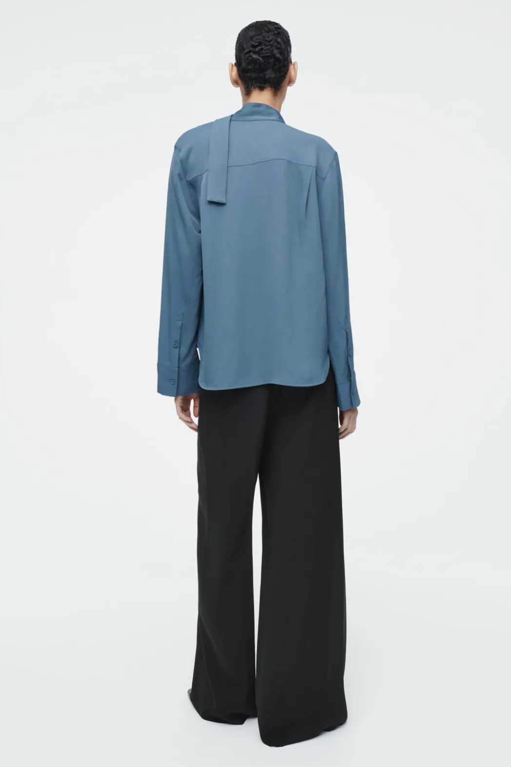 Sale COS DRAPED SCARF-DETAIL BLOUSE BLUE