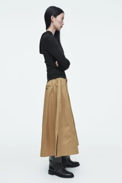Outlet COS DRAWSTRING A-LINE MIDI SKIRT DARK BEIGE