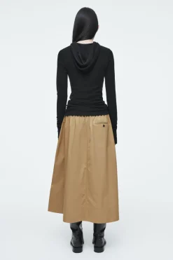 Outlet COS DRAWSTRING A-LINE MIDI SKIRT DARK BEIGE
