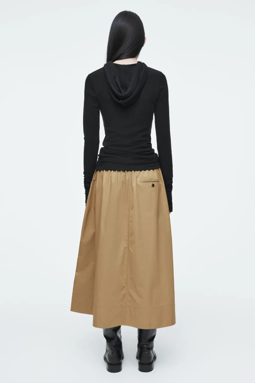 Outlet COS DRAWSTRING A-LINE MIDI SKIRT DARK BEIGE