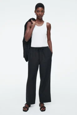 Hot COS DRAWSTRING LINEN PANTS BLACK