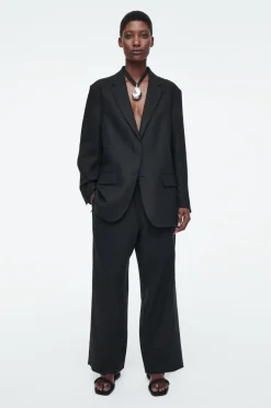 Hot COS DRAWSTRING LINEN PANTS BLACK