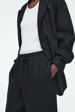 Hot COS DRAWSTRING LINEN PANTS BLACK