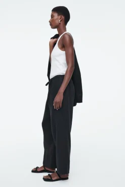 Hot COS DRAWSTRING LINEN PANTS BLACK