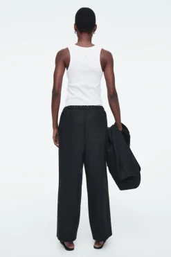 Hot COS DRAWSTRING LINEN PANTS BLACK