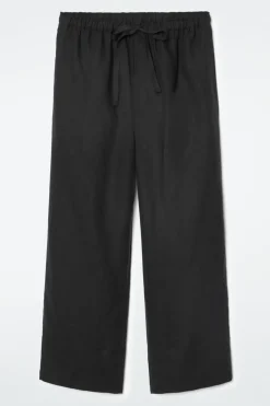 Hot COS DRAWSTRING LINEN PANTS BLACK