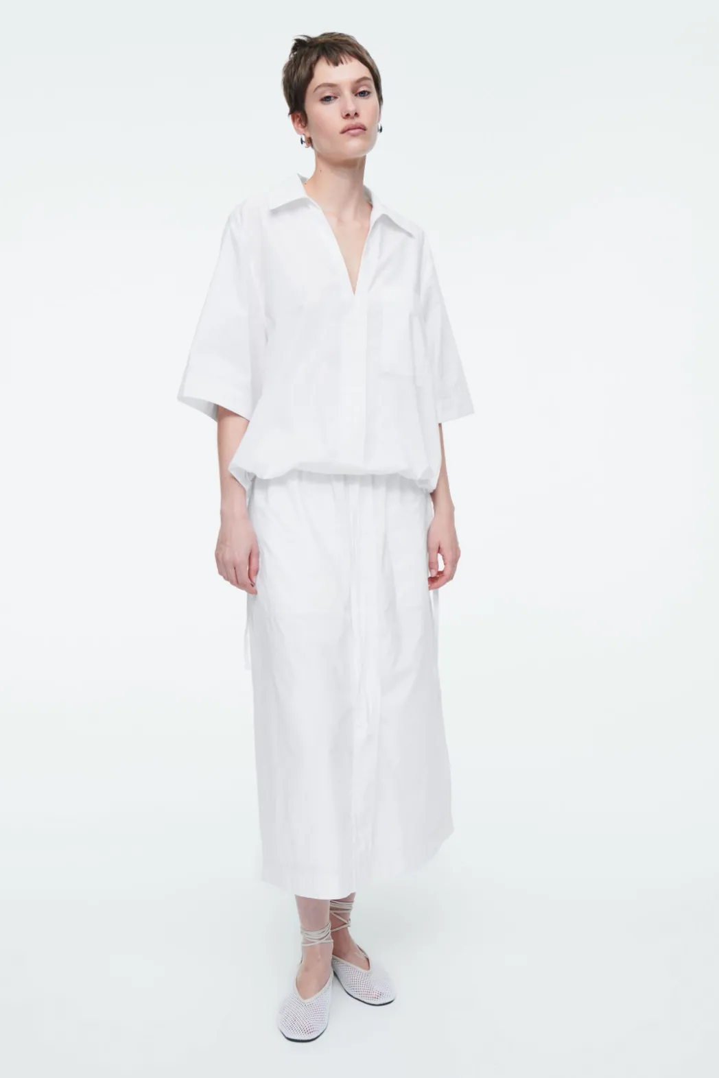 Best COS DRAWSTRING MIDI SKIRT WHITE