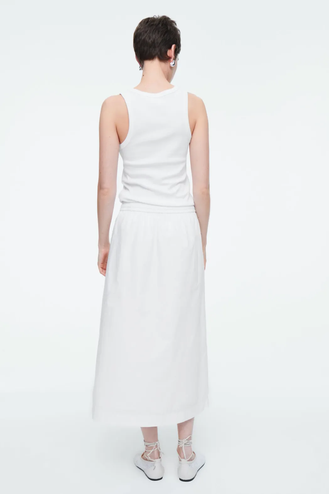 Best COS DRAWSTRING MIDI SKIRT WHITE