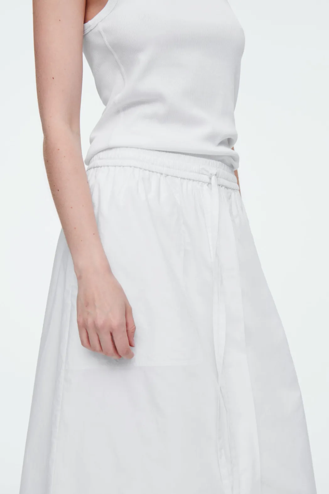 Best COS DRAWSTRING MIDI SKIRT WHITE